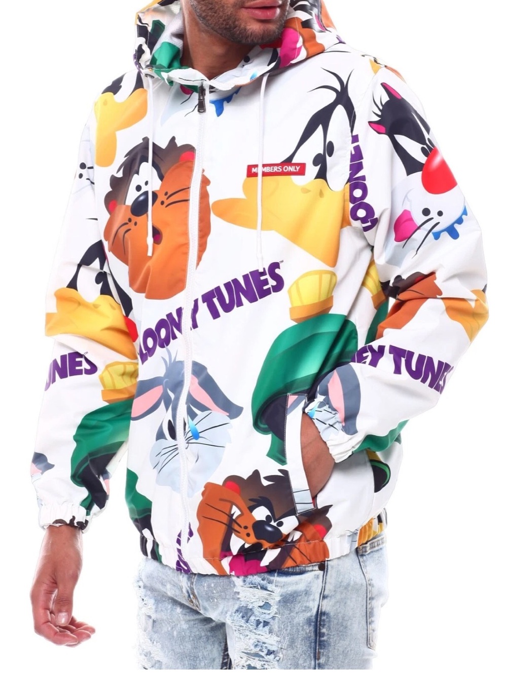 NWT MEMBERS ONLY X Looney Tunes Full Zip Hooded Windbreaker Jacket Size 3XL